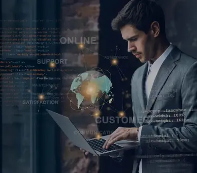 Banner image highlighting digital intelligence services with abstract digital graphics.