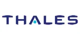 Logo of Thales, a multinational company that designs and builds electrical systems and provides services for the aerospace, defense, transportation, and security markets.
