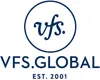 Logo of VFS Global, a visa and consular services company.