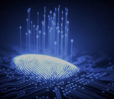 Image showing a cybersecurity service concept with an abstract digital background and lock icon.