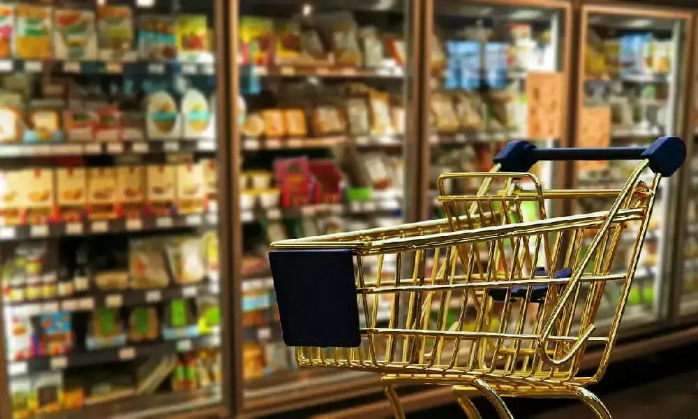 Image showing cybersecurity solutions for the retail sector with icons of shopping carts and digital devices.